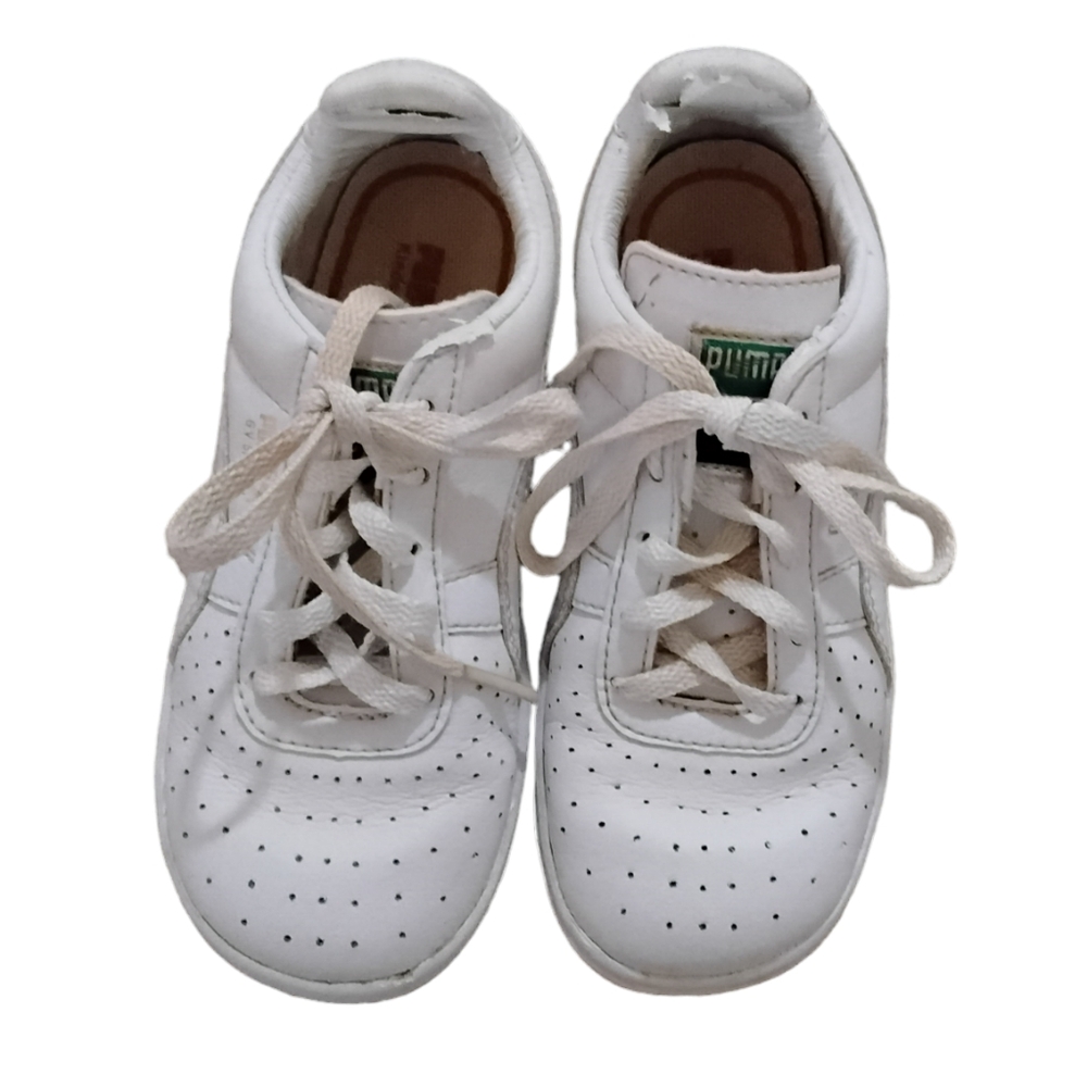 Kids Puma White Leather Sneakers Size 10